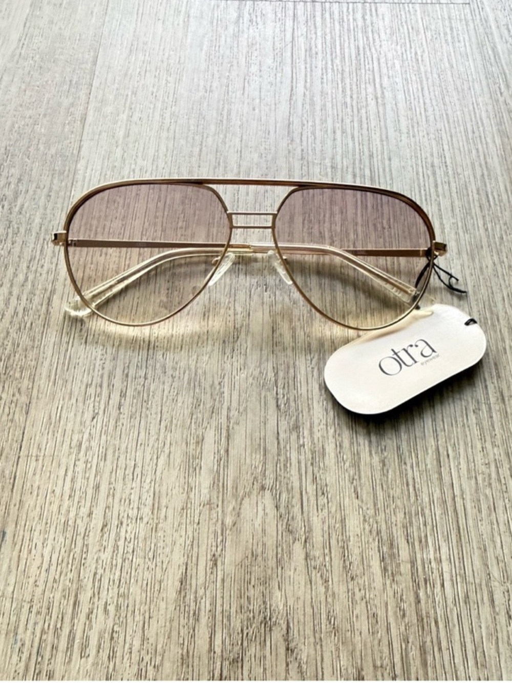 otra transit small gold & pink metal frame aviator sunglasses eyewear NEW